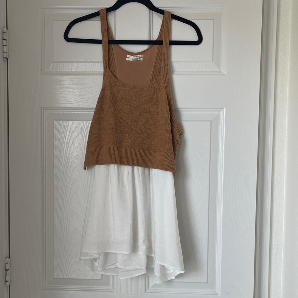 Anthropologie Brown and White Layered Tank Top